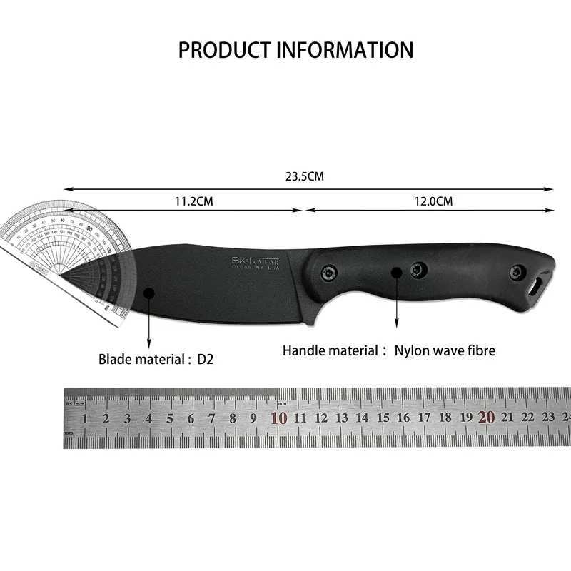 High Quality BK18/BK19 Harpoon Military Fixed Blade Knife D2 Blade Nylon Fiber Handle Outdoor Utility Combat Straight KnifeXJ250510