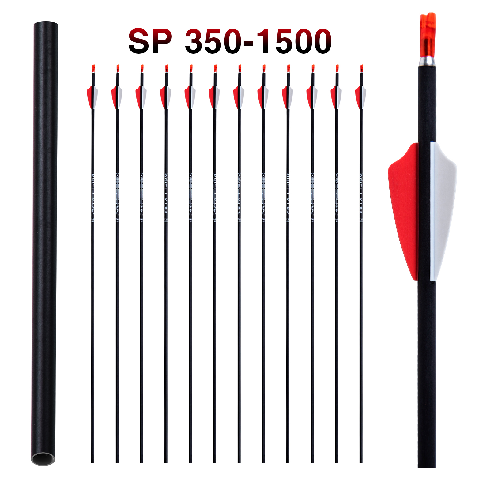 Archery Arrows Spine350-1500 without Arrow Tips 4.2mm 31inch Hunting Arrows Carbon Targeting Arrows for Recurve Bow & Compound Bow Practice Arrows 12P