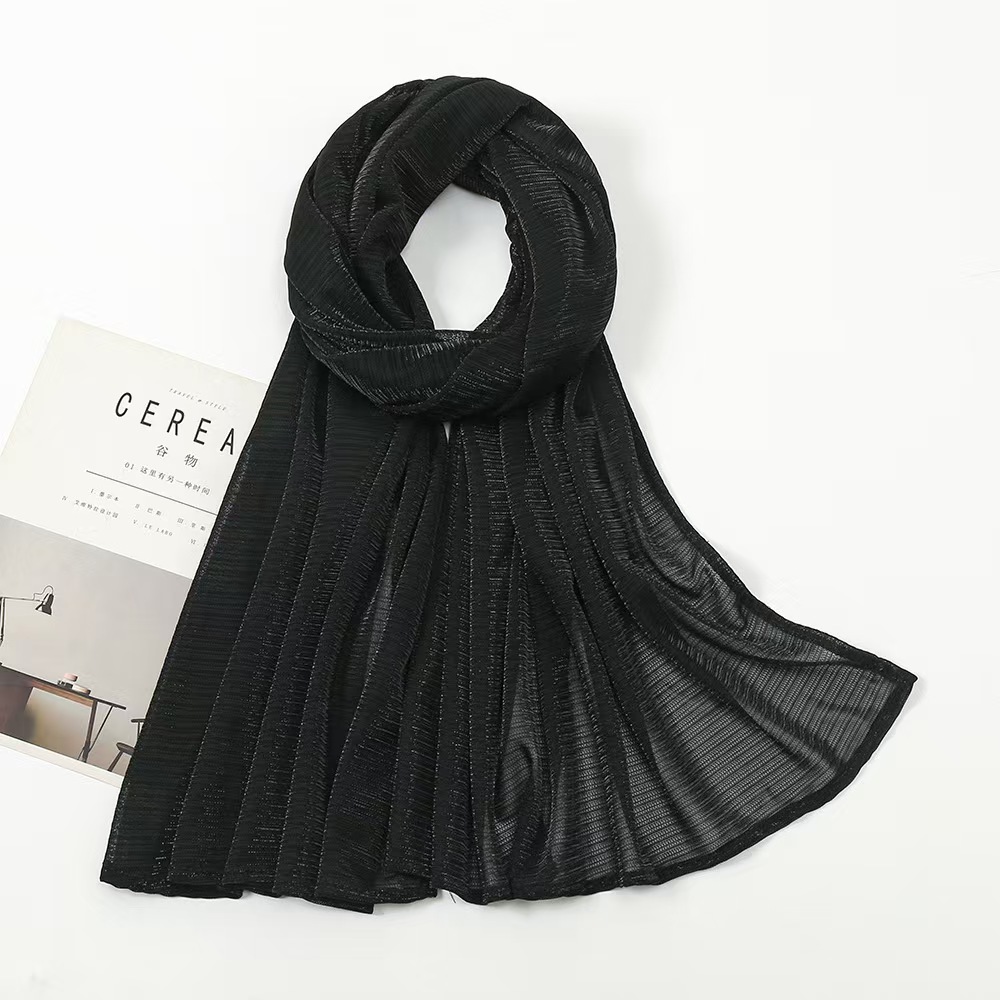 T675 autumn and summer thin monochrome gold and silver silk head scarf pure color soft headscarf female shawl