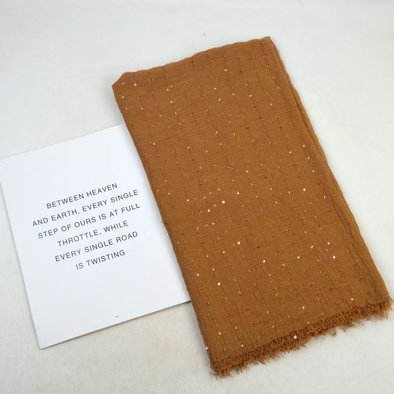 T672 autumn and winter new solid color pleated sequined fur scarf for women warm trendy versatile shawl