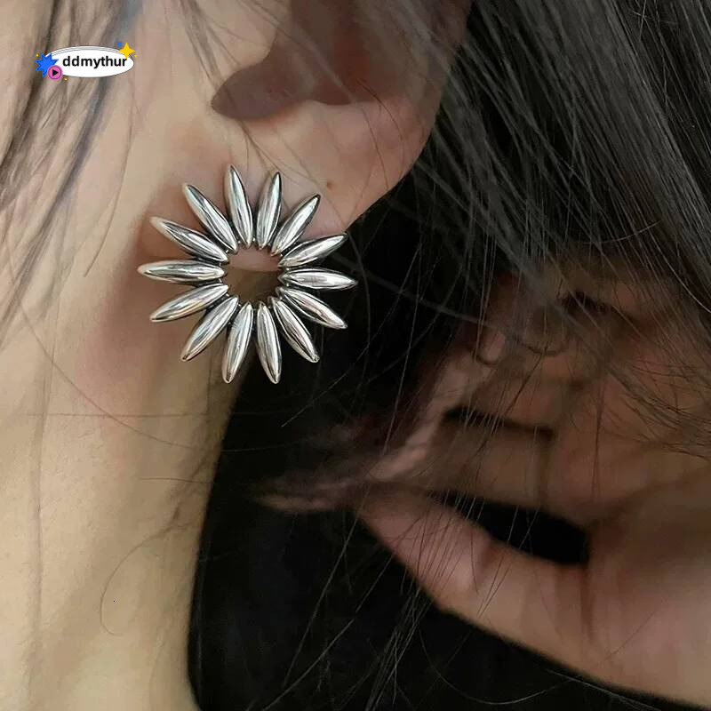Sterling Sier Vintage Square Earrings For Women Retro Big Suower Earring Jewelry Prevent Allergy Party Accessories Gift ddmythur