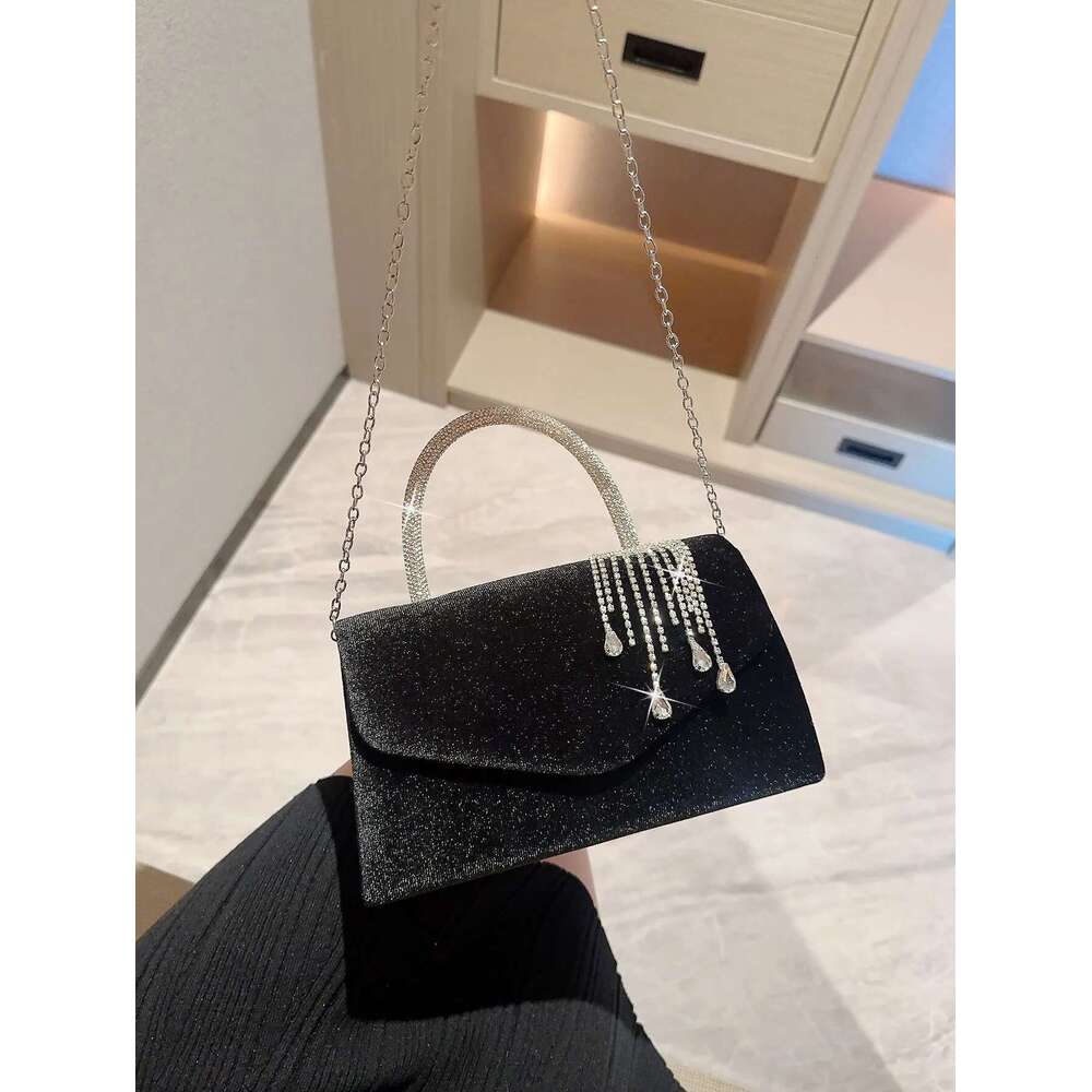 Dinner Bag Lady Autumn Winter Vintage Veet Flap Evening Dress Tassel Banquet Prom Party Tote Chain Bridal Bag Tail Handbag KQ