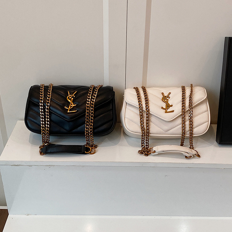 2025 Designer Luxury Chain Bag Women's Embroidered Grid Crossbody Shoulder Bag Fashion Versatile