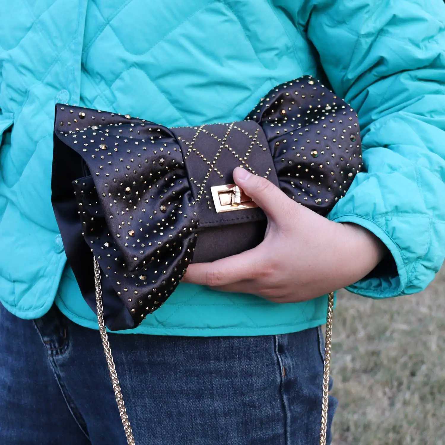 Classic Night Banquet Bag Cheaper Grace Bowknot Silks Women Evening Bags for Pochette Prom Clutch Bags Ladies Purse Handbags Z250512