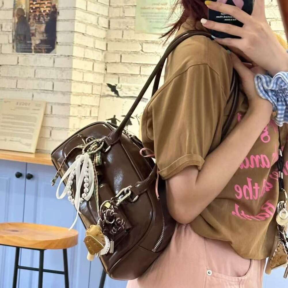 Yebuni Korean niche Yoon jin same style dizziness needle bowling Boston bag one shoulder armpit for women chubby