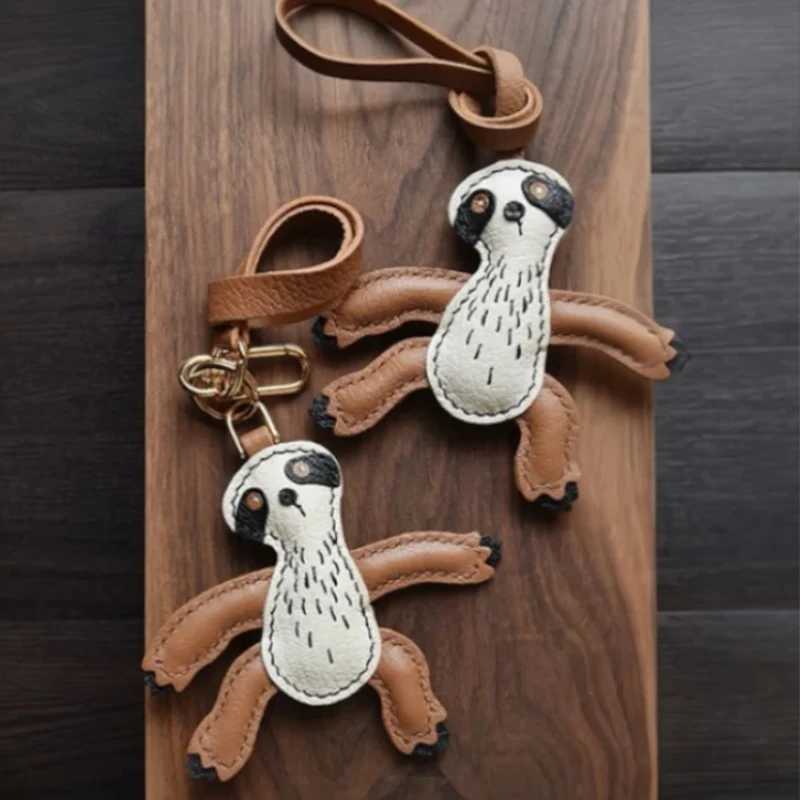 Genuine Leather Puppy Head Creative Bag Pendant Cute Schnauzer Corgi Bulldog Keychain Pendant Fashion Beetle Design Pendant Z250509