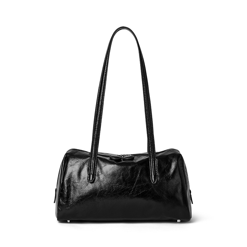 Motingsome Green Bags Retro Women Bag Oil Wax Cowhide Leather Handbag Vintage Boston Pillow Lady Daily Purses