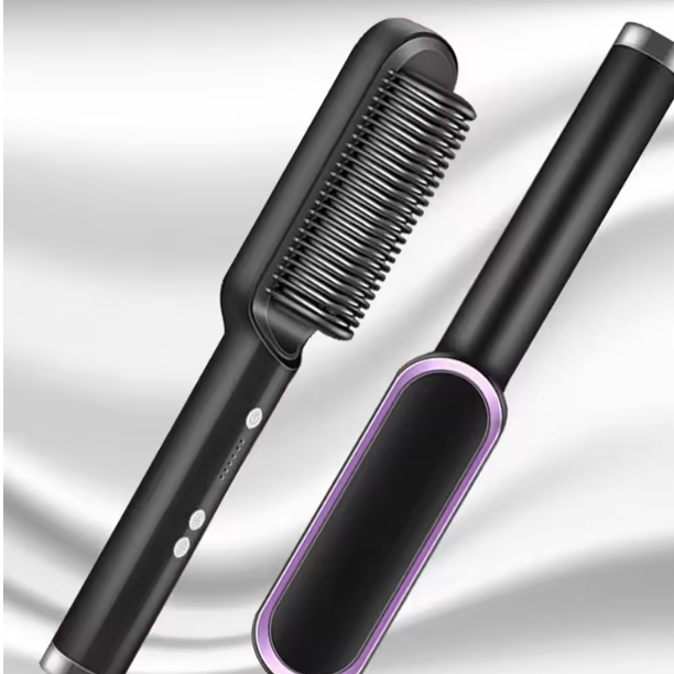 Straightener Brush Negative Ion Curler with 5Temp Straight Hair Comb Anti-Scald Fast Heating Curling Iron Stying Tool F628-25