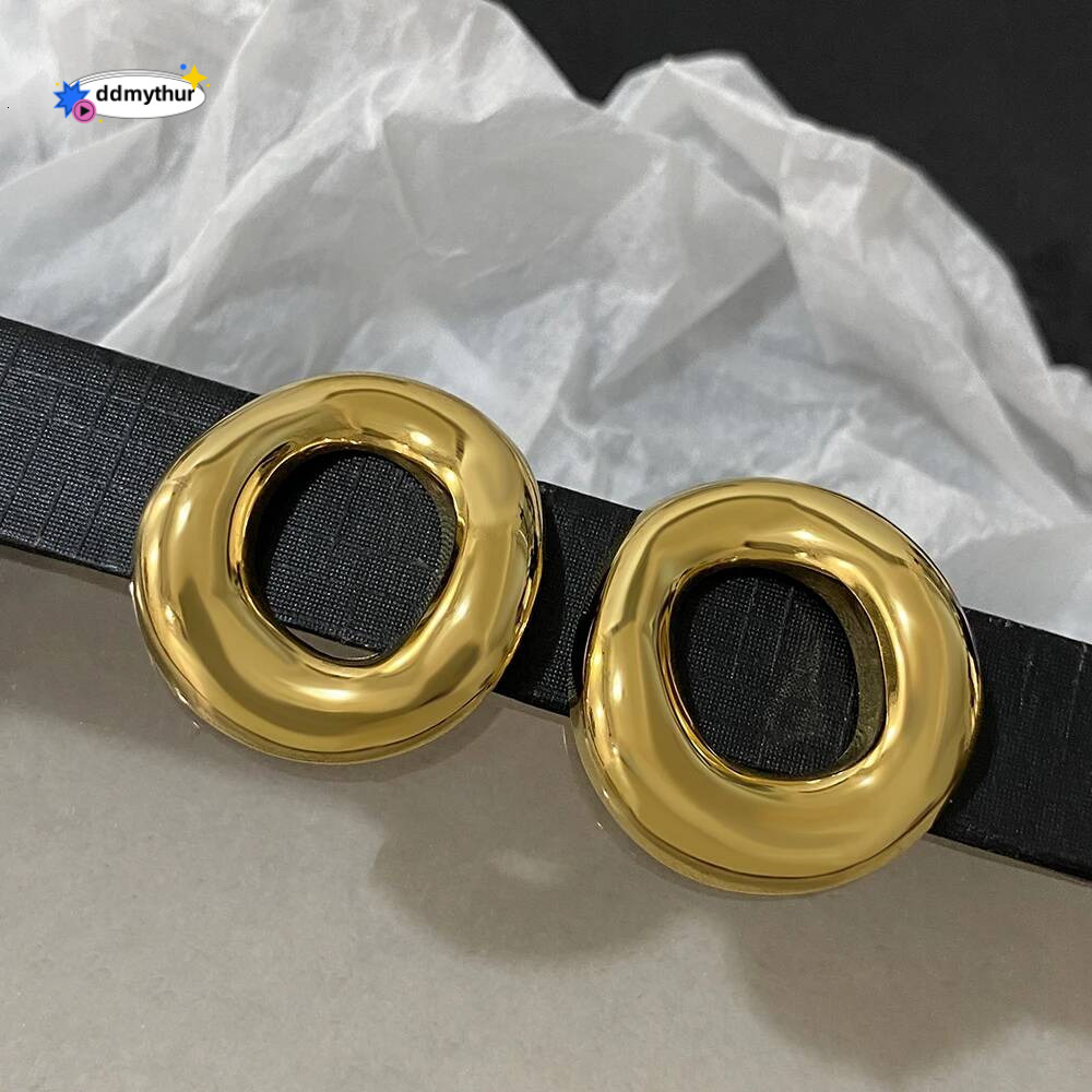 Irregular Chubby Geometric Circle Stud for Women Men Chic Fashion Gold Plated Stainless Steel Earrings Jewelry Gifts ddmythur