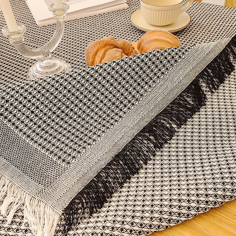 DH010 tablecloth French interweaving waffle ins style Japanese thick cotton and linen style fabric round table desk high-end light luxury