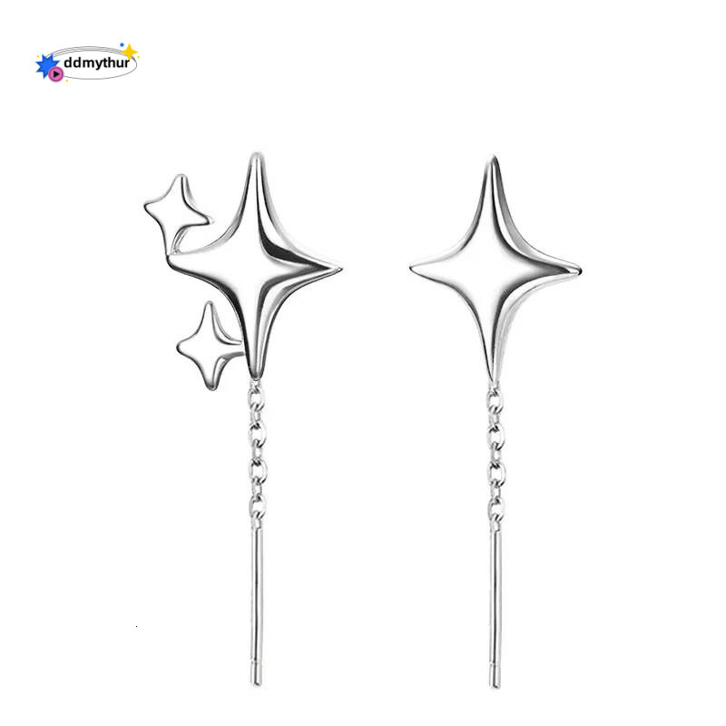Ventfille Sterling Sier Star Earring for Women Girl Simple Tassels Chain Fashion Office Jewelry Gift Dropshipping ddmythur