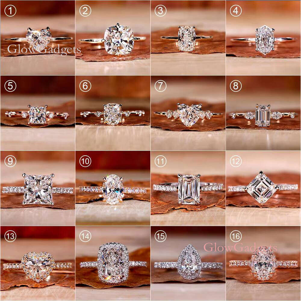 Pass Tester Green Radiant Cut Moissanite Engagement Dropshipping Custom Vvs Dia Three Stones Ring Jewelry