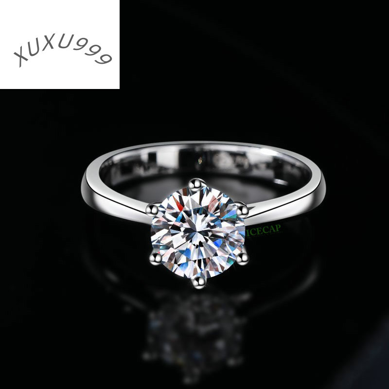 Best Selling Concise 925 Silver Sterling Engagement Ring Customized Moissanite Diamond Wedding Solitaire for Trendy Parties