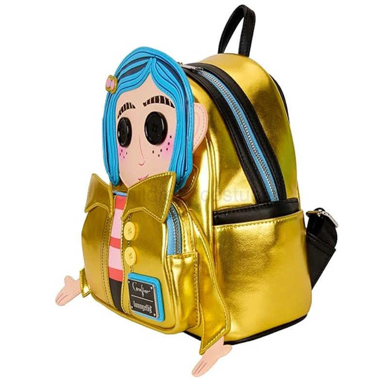 Disney Laika Backpack Coraline Cat Cosplay Womens Double Strap Shoulder Bag Fashion Anime Cartoon School Bag Kids Gift W20250510