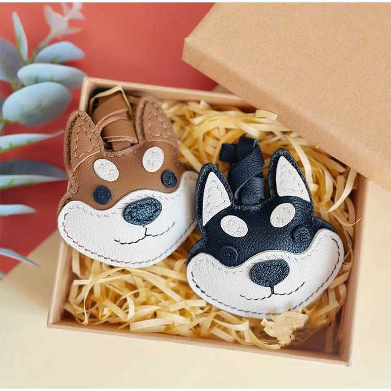 Genuine Leather Puppy Head Creative Bag Pendant Cute Schnauzer Corgi Bulldog Keychain Pendant Fashion Beetle Design Pendant Z250509