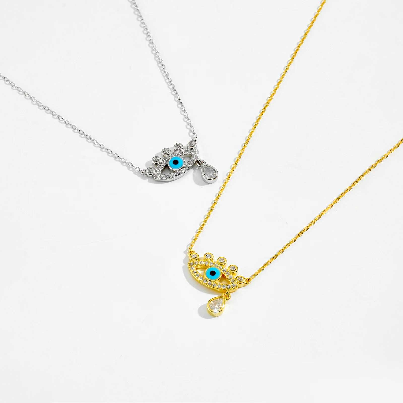 VEWANT Women 925 Sterling Silver Blue Zircon CZ Devils Eyes Charm Long Necklace Luxury 2024 Dainty Gift Birtay Fine JewelsXJ250510