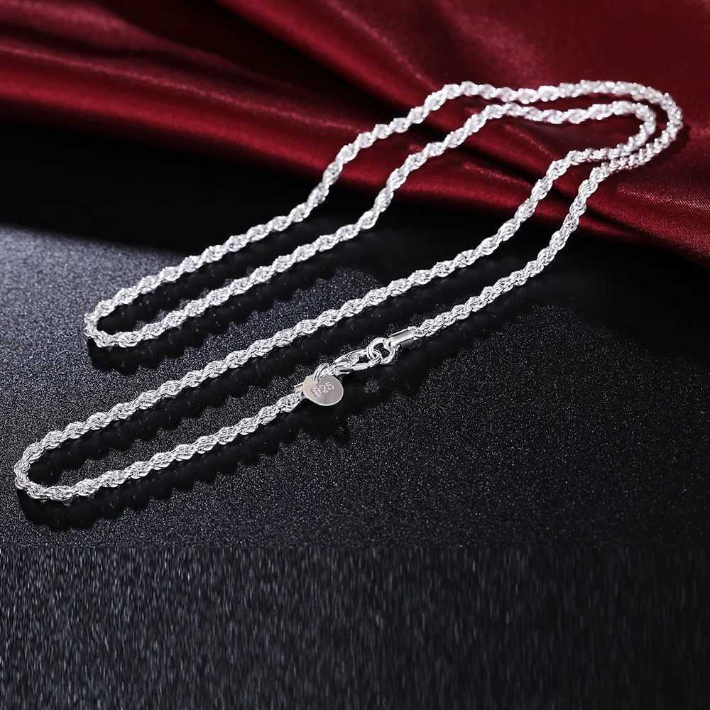 Hot new 925 Sterling Silver Beautifully 3MM twisted rope chain 16/18/20/22/24 Inch Necklace for Women Fashion Jewelry party GiftXJ250510