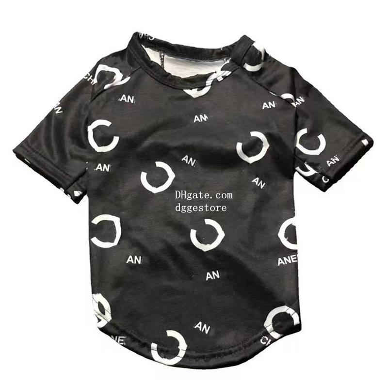 free shipping Designer Clothes Summer Apparel Cats T with ics Letters Cool Pets Shirts Soft Cotton Dog Outfit Breathable Puppy Sweatshirt Black A567