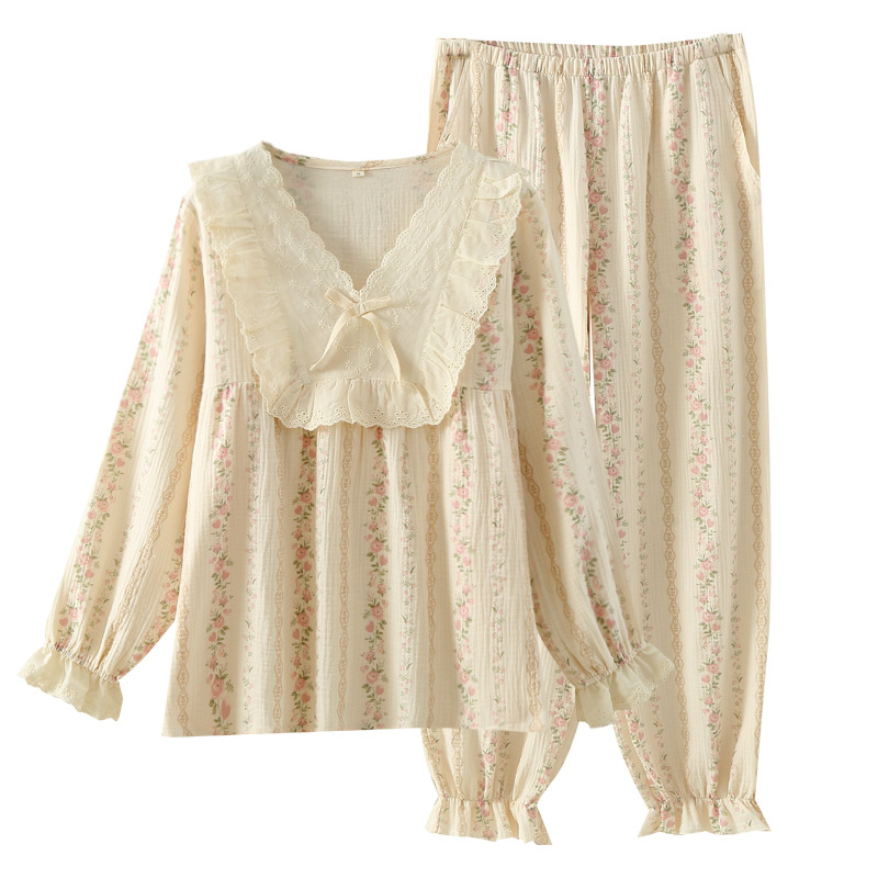 B171-Women's Korean style pajamas short sleeve shorts sweet and cute round neck loose large size home clothes two-piece set can be worn outside i