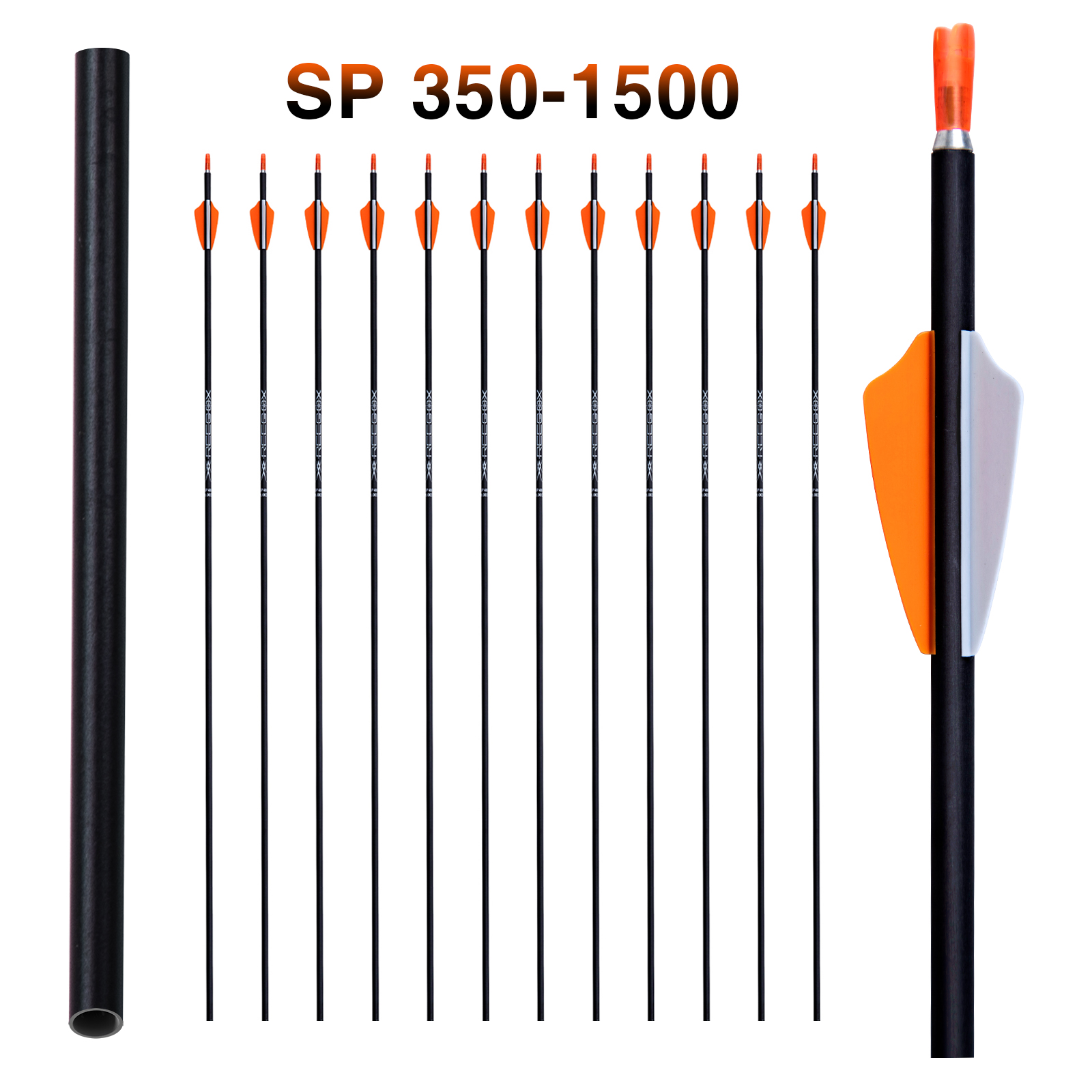 Archery Arrows without Arrow Tips Spine350-1500 31inch 4.2mm Hunting Arrows Carbon Targeting Arrows for Recurve Bow & Compound Bow Practice Arrows 12P
