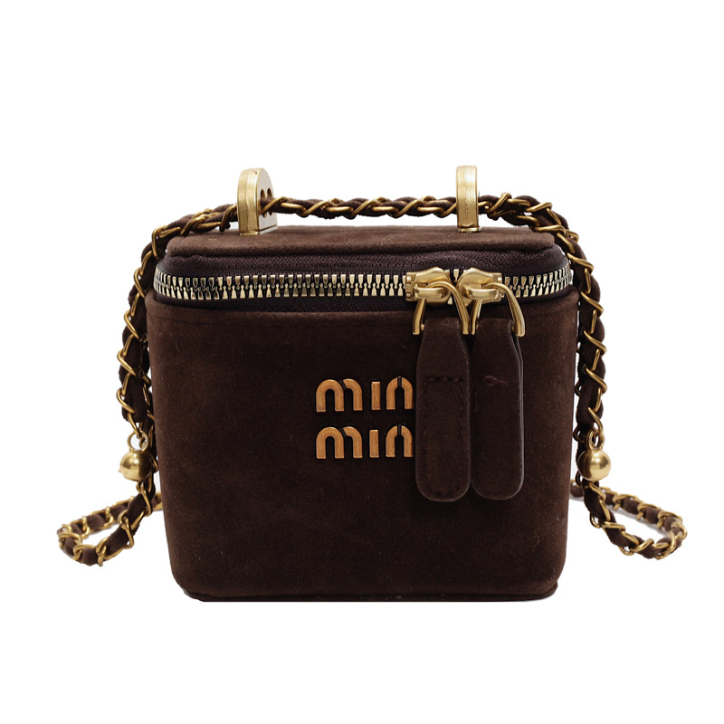 2025 Vintage Designer Mini Bucket Bag with Matte Finish and Chain Strap for Women, Fashionable Shoulder Bag