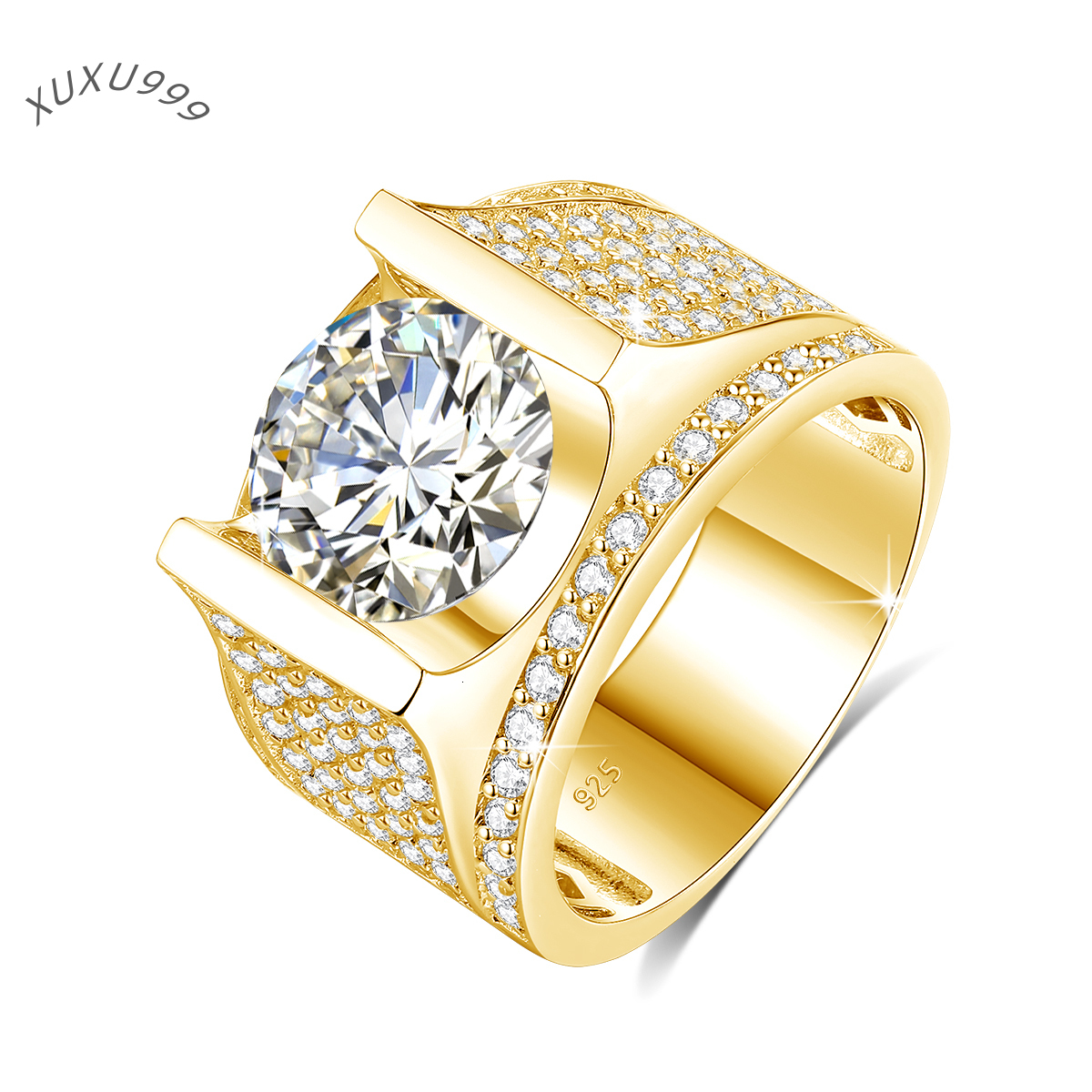 Jewelry Dropshipping Hip Hop Style Ice Cut Stone 4 Ct Diamonds Mens Moissanite Ring