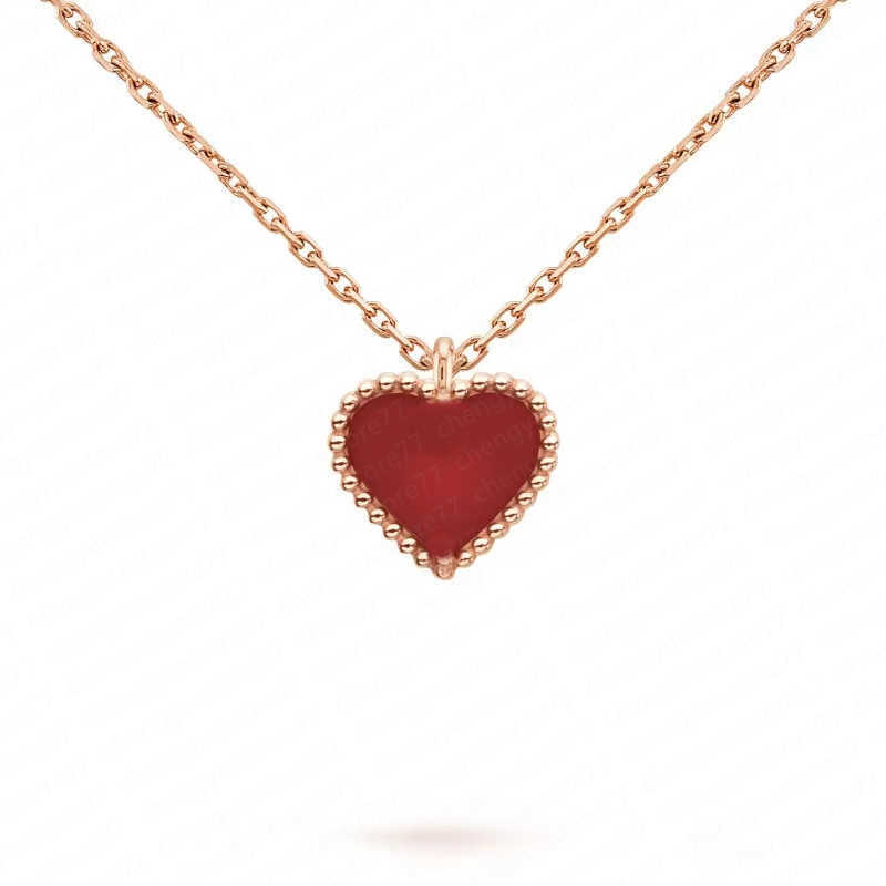Heart Pendant Sweet Necklace Designer Jewelry Love Necklaces Four Leaf Clover Sterling Sier Rose Gold Red Heart-shaped Necklace Gift for Womens Wedding s -shaped