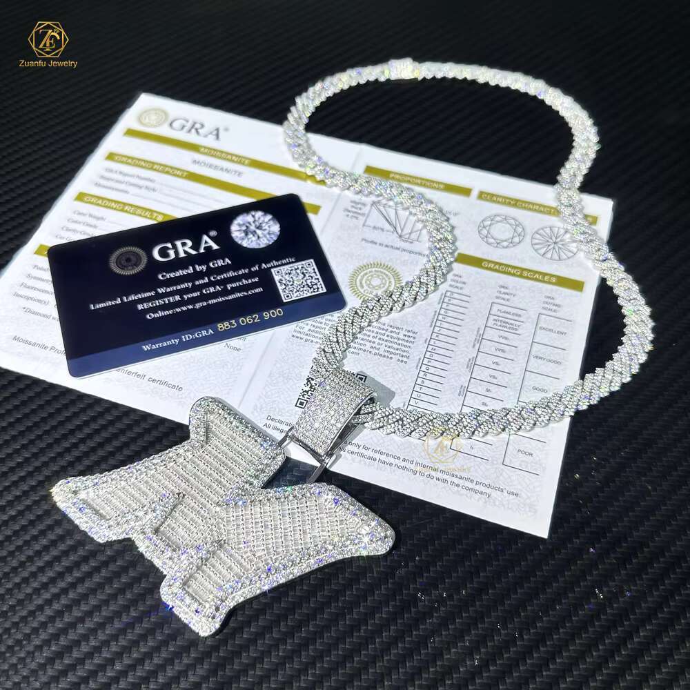 Wholesale Pass Diamond Tester Moissanite M Initial Pendant 925 Sterling Silver Iced Out Jewelry Hip Hop Letter Pendant for Men