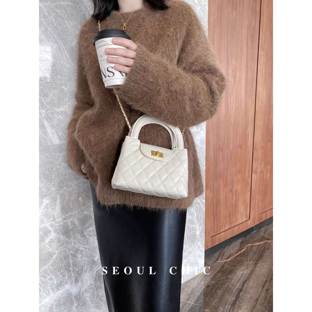 SEOULCHIC high end antique style handbag new car stitching diamond grid single shoulder crossbody chain bag