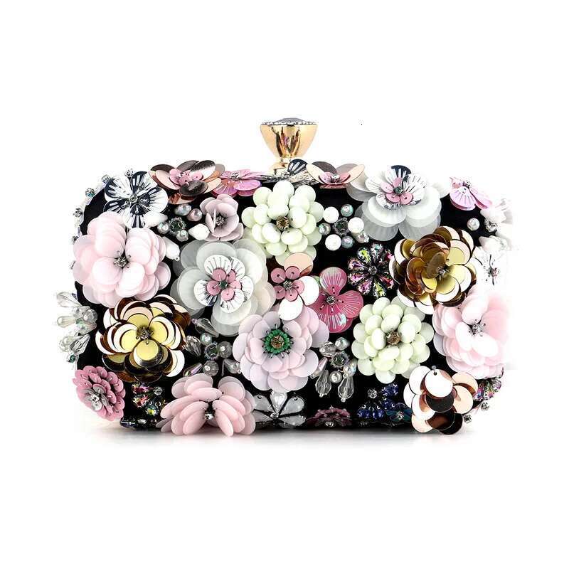 Dinner Bag Fashion Women Flower Dias Embroidery Small Clutch Lady Handbags Evening Bags New Arrival Chain Shoulder Purse KQ