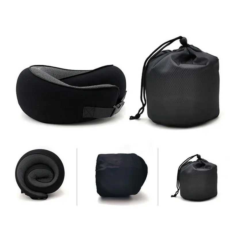 Memory foam neck pillow Cervical Vertebra travel portable noon plane U-shaped pillow sleep camping pillow handbag M250510