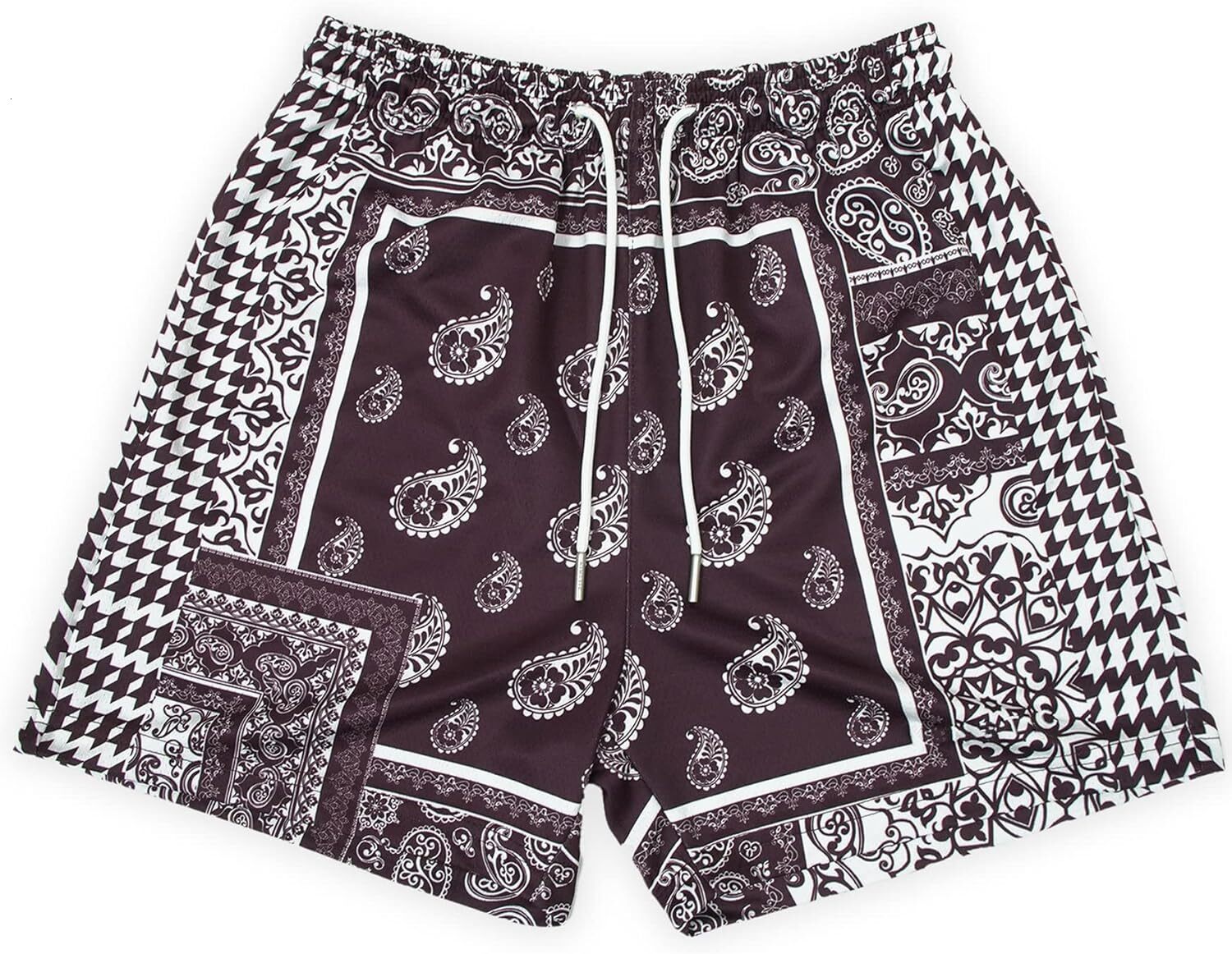 Mens Mesh Paisley Shorts, Casual Retro Graphic Shorts, Athletic Running Gym Shorts for Men Fashion patterns