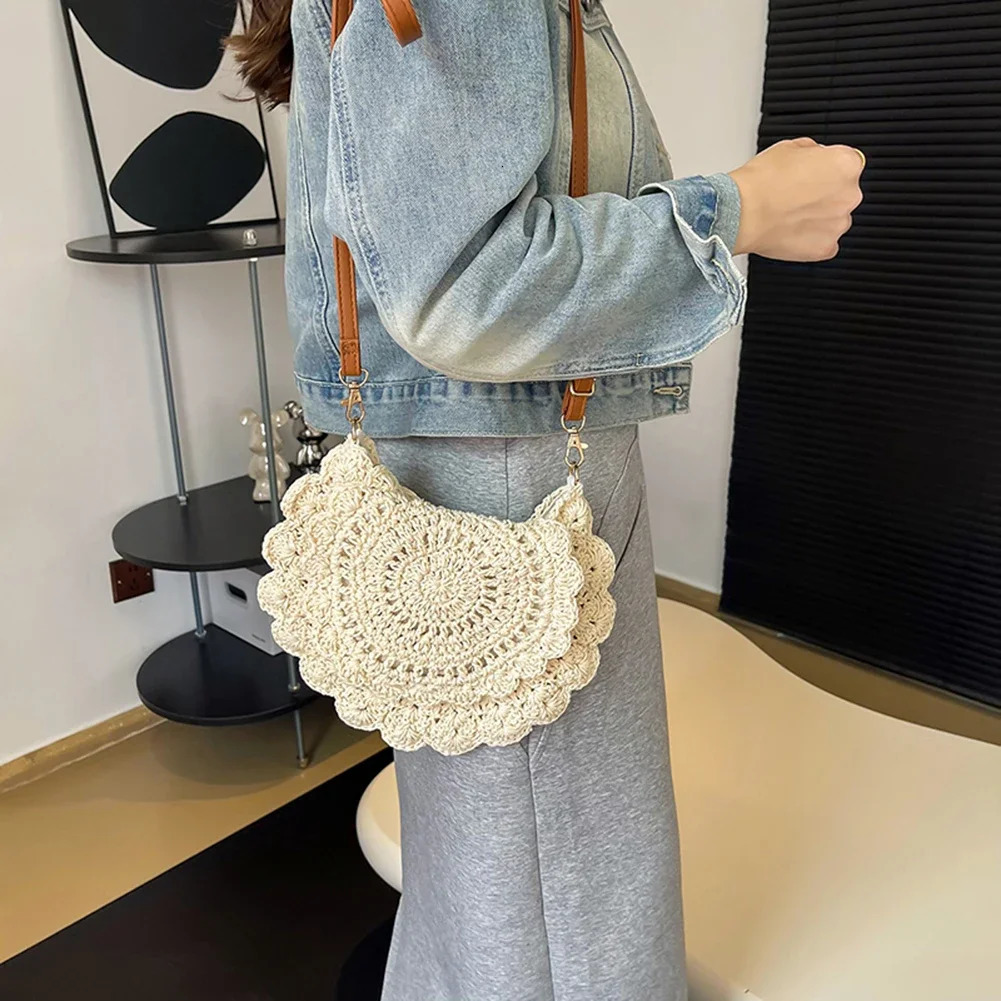 Womens bracelet wallet summer crochet beach bag adjustable shoulder strap womens handbag 250428