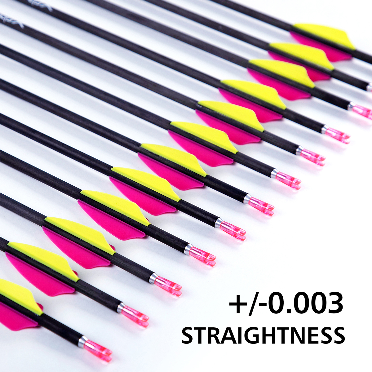 Archery Hunting Arrows without Arrow Tips Spine350-1500 4.2mm 31inch Carbon Targeting Arrows for Recurve Bow & Compound Bow Practice Arrows 12Pcs Yell