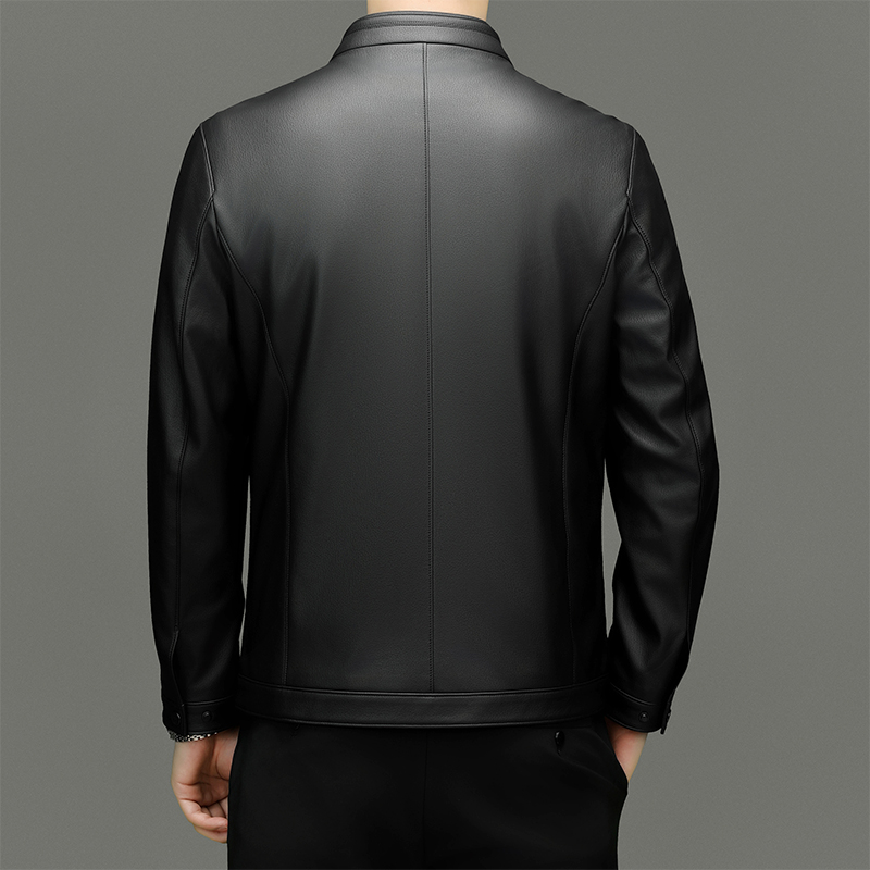 Stylish Stand-Collar Men's Leather Jacket Versatile Fashion Choice for Both Work & Leisure 8551