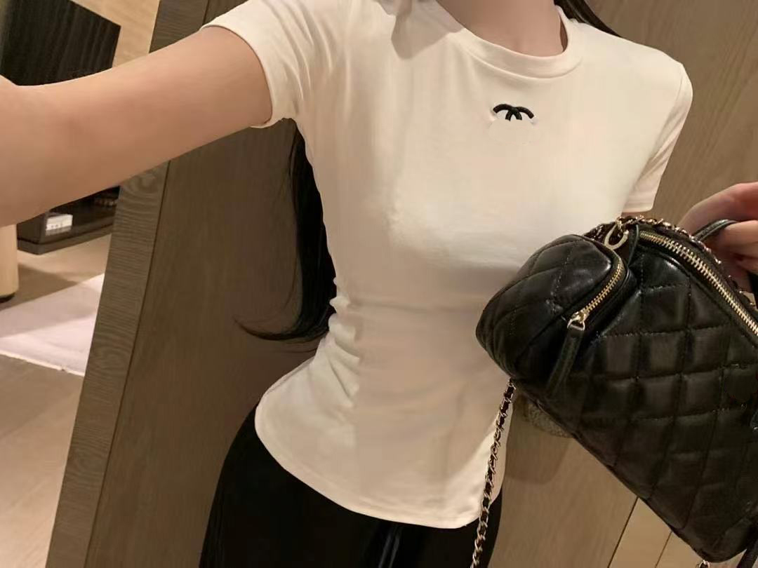 Womens t shirt designer brand tshirt luxury brand classic letter embroidery cotton short-sleeved fashionable slim black and white tees tops high-end custom t shirts