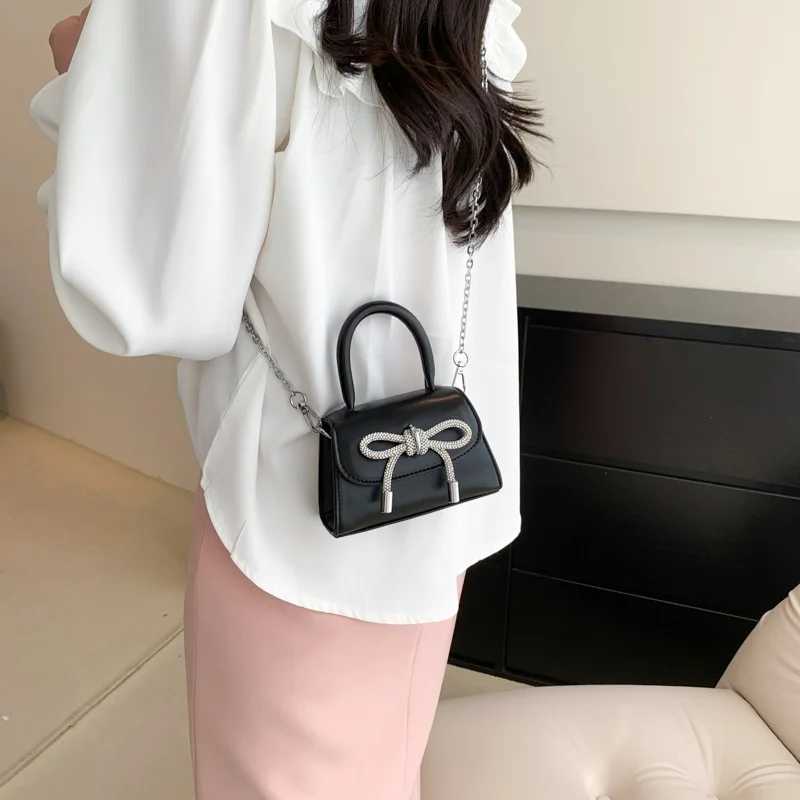Bow Design Solid Color Mini Shoulder Bag PU Leather Flap Crossbody Bags for Women 2024 Fashion Female Chain Purse and Handbags Z250512