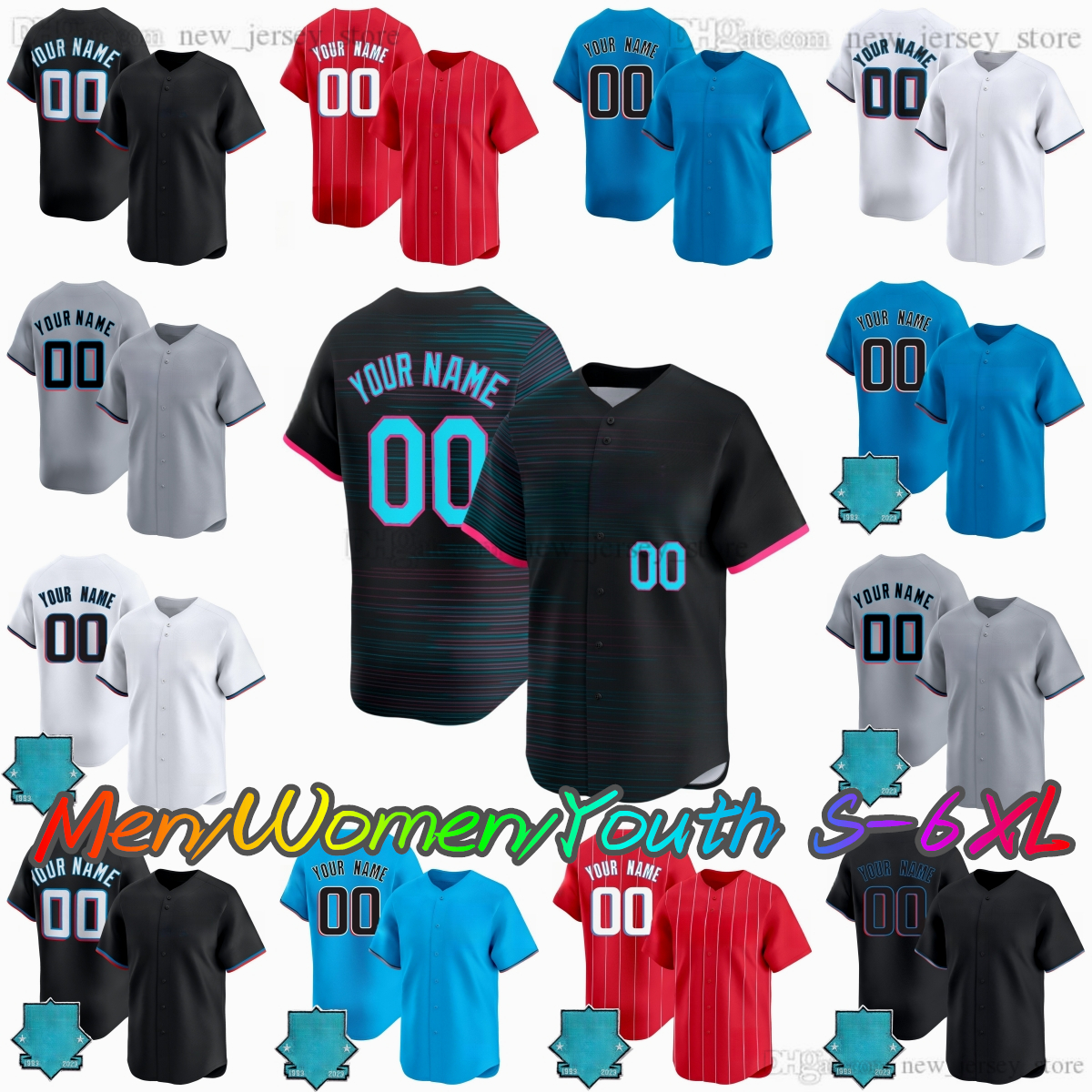 Custom S-6XL New 22 Sandy Alcantara Baseball Jersey Stitched 28 Kyle Stowers 9 Xavier Edwards 1 Connor Norby 4 Nick Fortes 39 Eury Perez 8 Dawson Jerseys