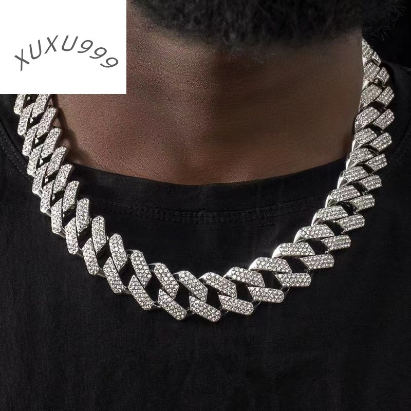 19mm Prong Miami 925 Sterling Silver Gold Plated Men Necklace Iced Out Hiphop Jewelry Diamond Moissanite Chain Cuban Link