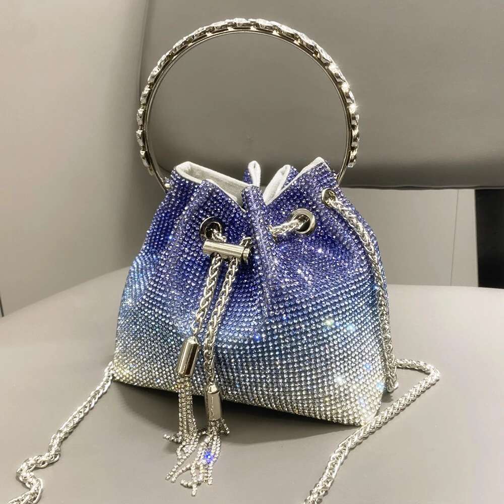 Handmade Rhinestones Evening Clutch Bag Purses And Handbag Designer Shoulder Bags Shiny Crystal Clutch Purse Bucket Bag
