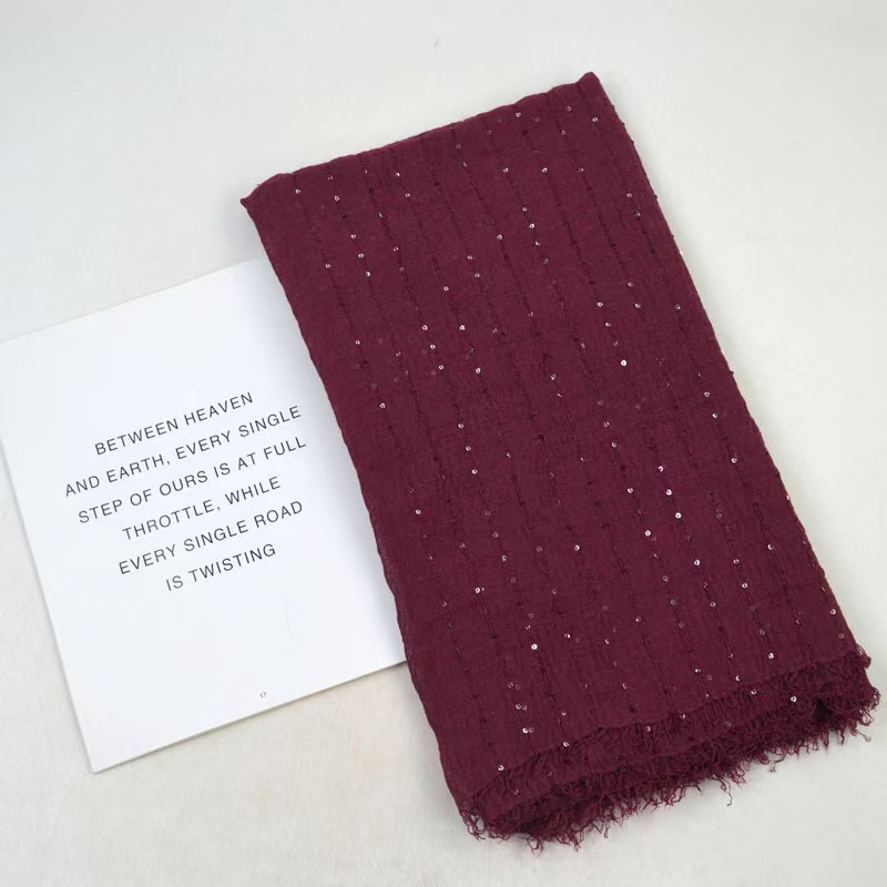T672 autumn and winter new solid color pleated sequined fur scarf for women warm trendy versatile shawl