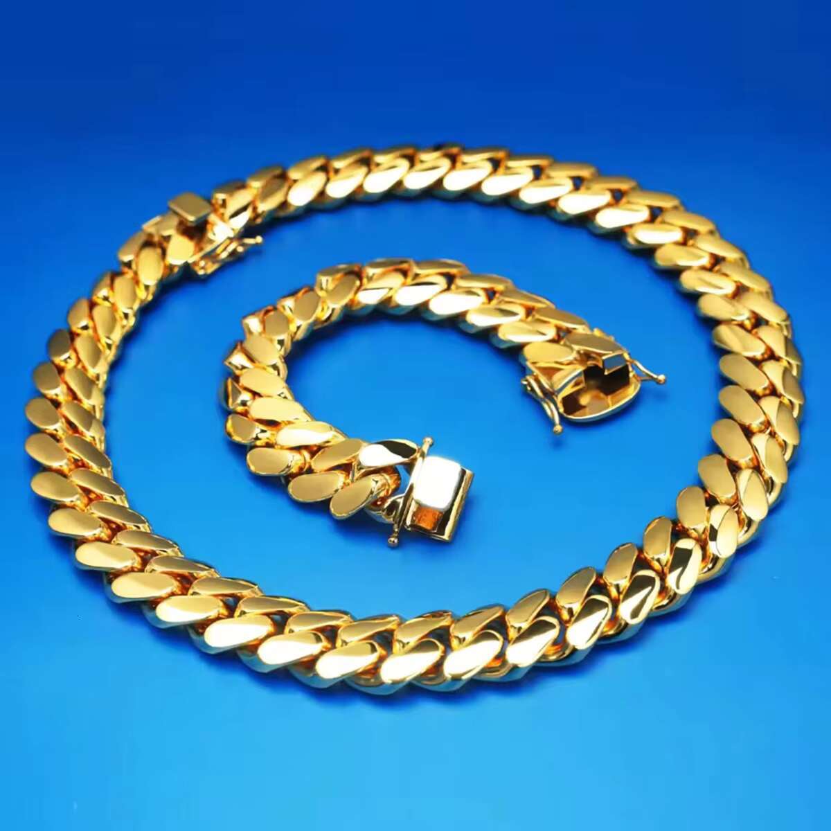 Wholesale Hiphop Miami Cuban Chain Men Necklace 10k 14k Gold Cuban Link Chain Fashion Jewelry Necklaces