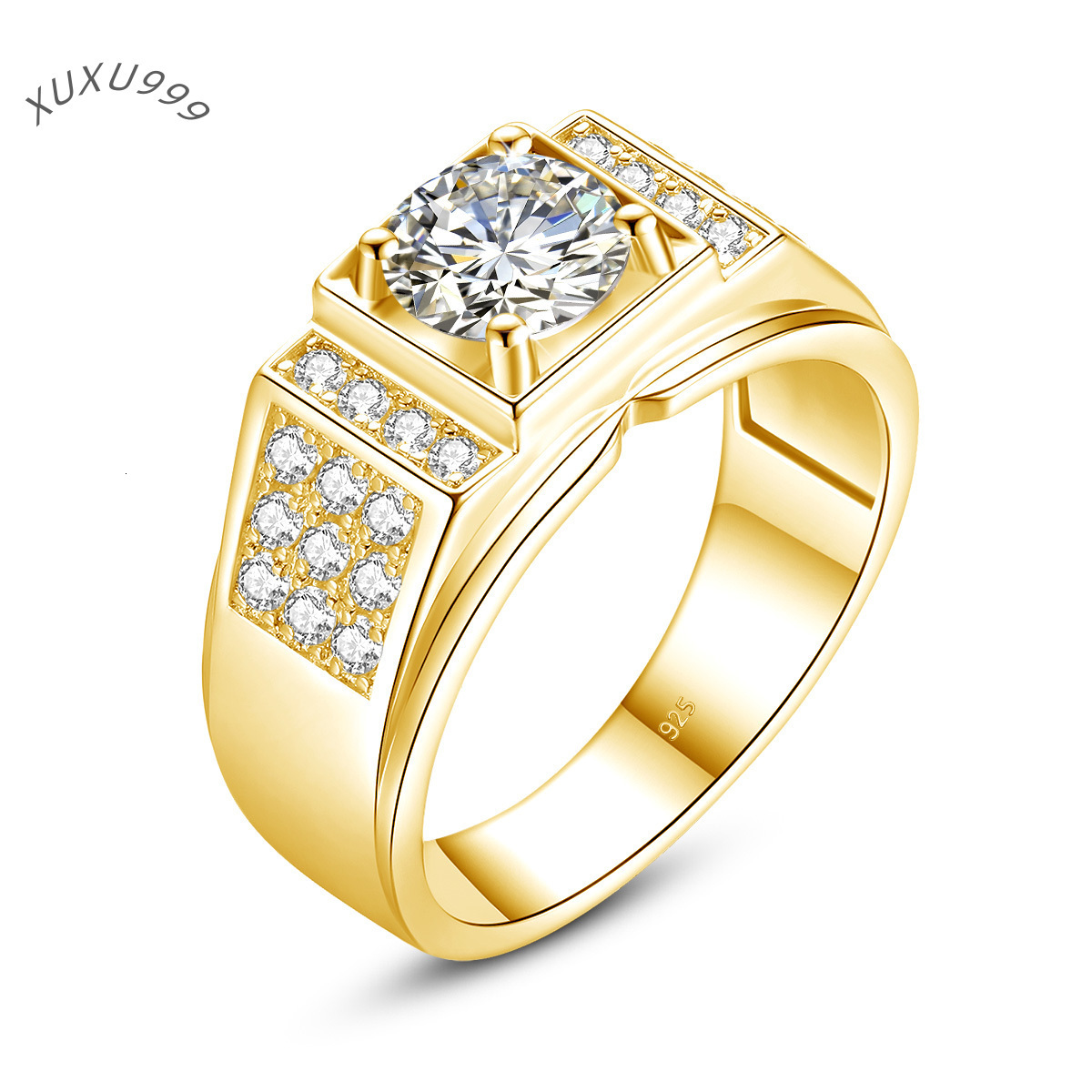 Luxury Man Rings Engagement Wedding 925 Sterling Silver 1 Ct Moissanite Diamond Bague Homme