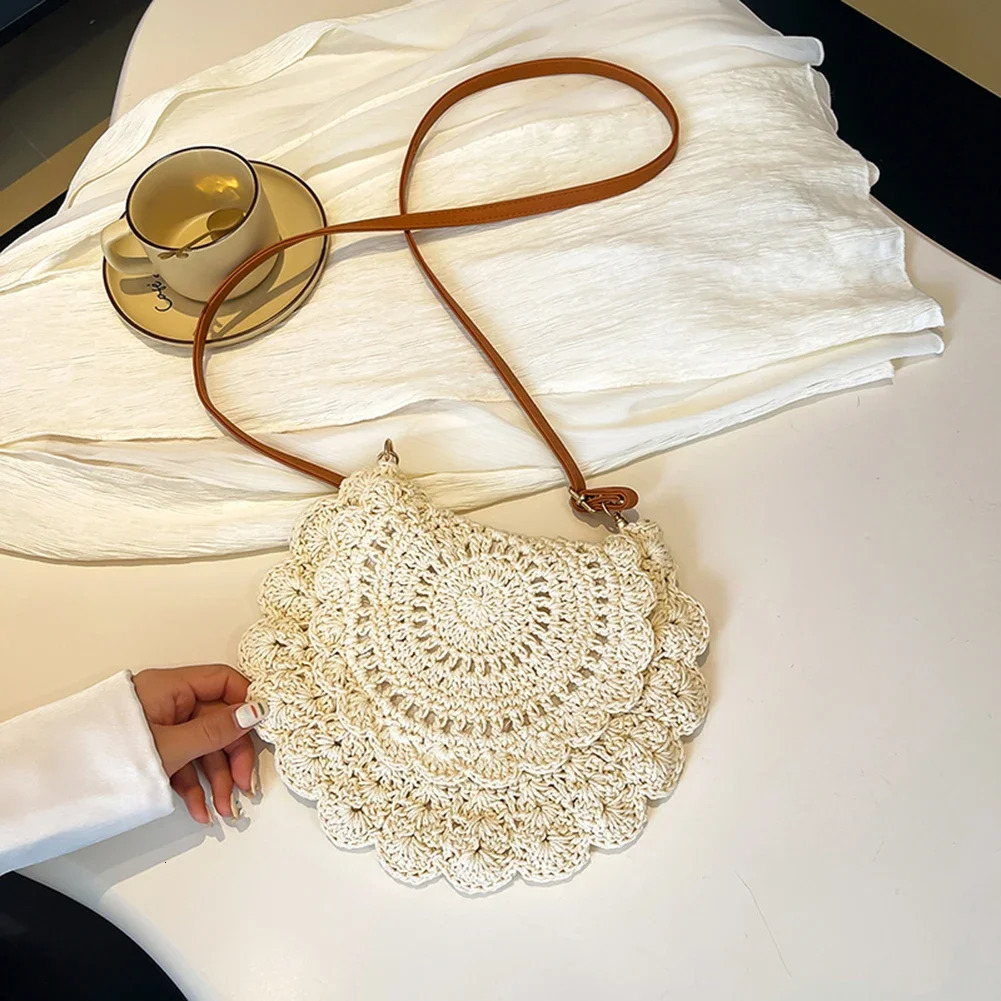 Womens bracelet wallet summer crochet beach bag adjustable shoulder strap womens handbag 250428