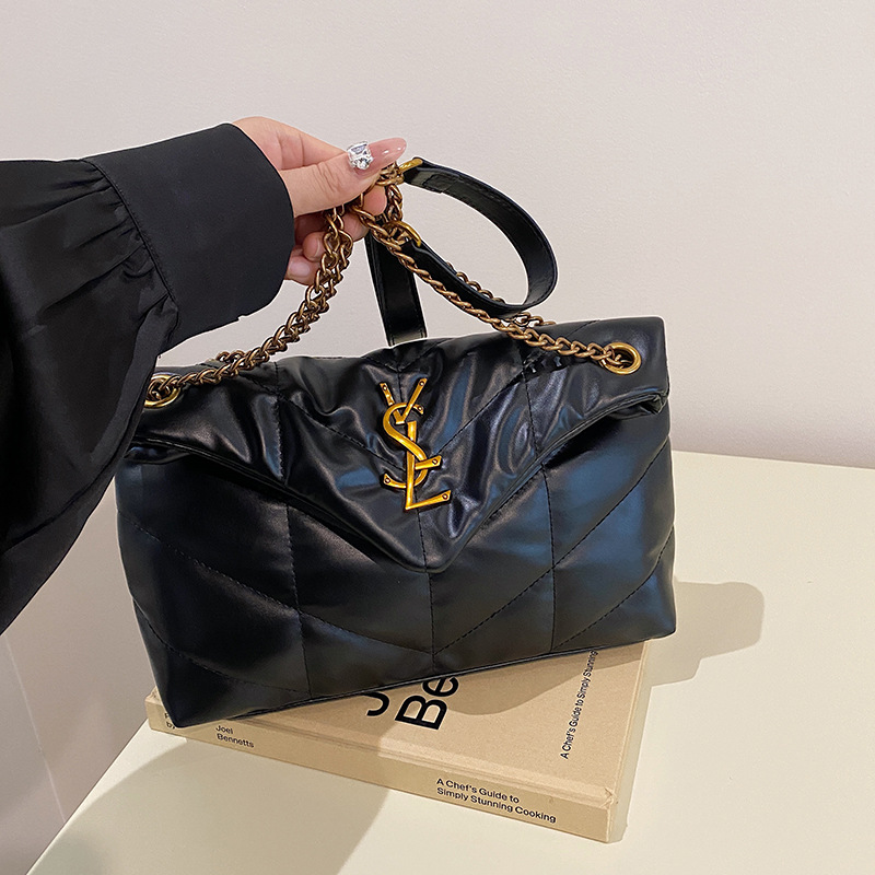 2025 Bestselling Quilted Chain-Accent Crossbody Bag - Designer Convertible Shoulder Purse ,Luxury Vegan Leather