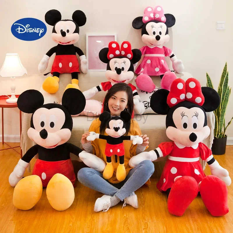 Disney 20-75cm Disney Mickey Minnie Mouse Plush Toys Pillow Kawaii Mickey Minnie Stuffed Doll Cartoon Elf Plush Doll Xmas Gift For Kids Y250510