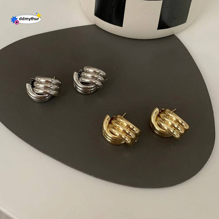 Vintage Geometric Interweaving Non Pierced Clip on Earrings for Ladies Irregular Line Design Ear Clips Wedding Party Jewelry ddmythur