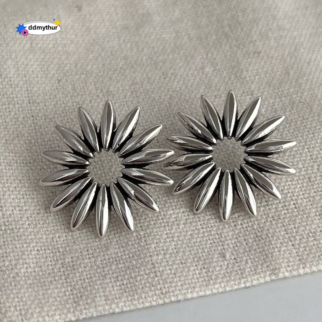 Sterling Sier Vintage Square Earrings For Women Retro Big Suower Earring Jewelry Prevent Allergy Party Accessories Gift ddmythur