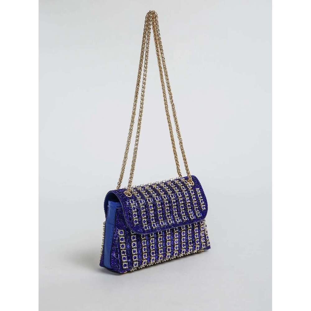Dinner Bag PC Multi Color Square Bag Glitter Bling Shiny Glamorous Elegant Exquisite Small Rhinestone Chain Decor Shoulder Evening Bag Top KQ