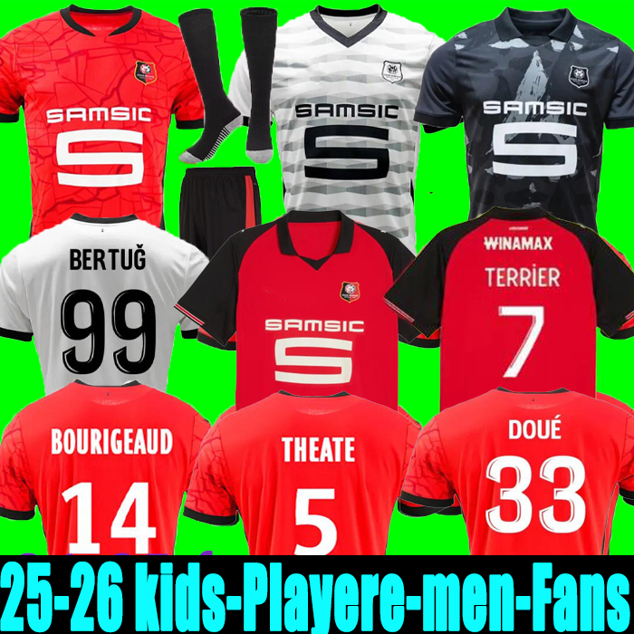 Rennes 24 25 Stade Rennais Fc Soccer Jerseys TERRIER BOURIGEAUD Doku Guirassy CAMAVINGA Aguerd Niang 2024 2025 Maillots De Foot Men Kids Kits Football Shirts